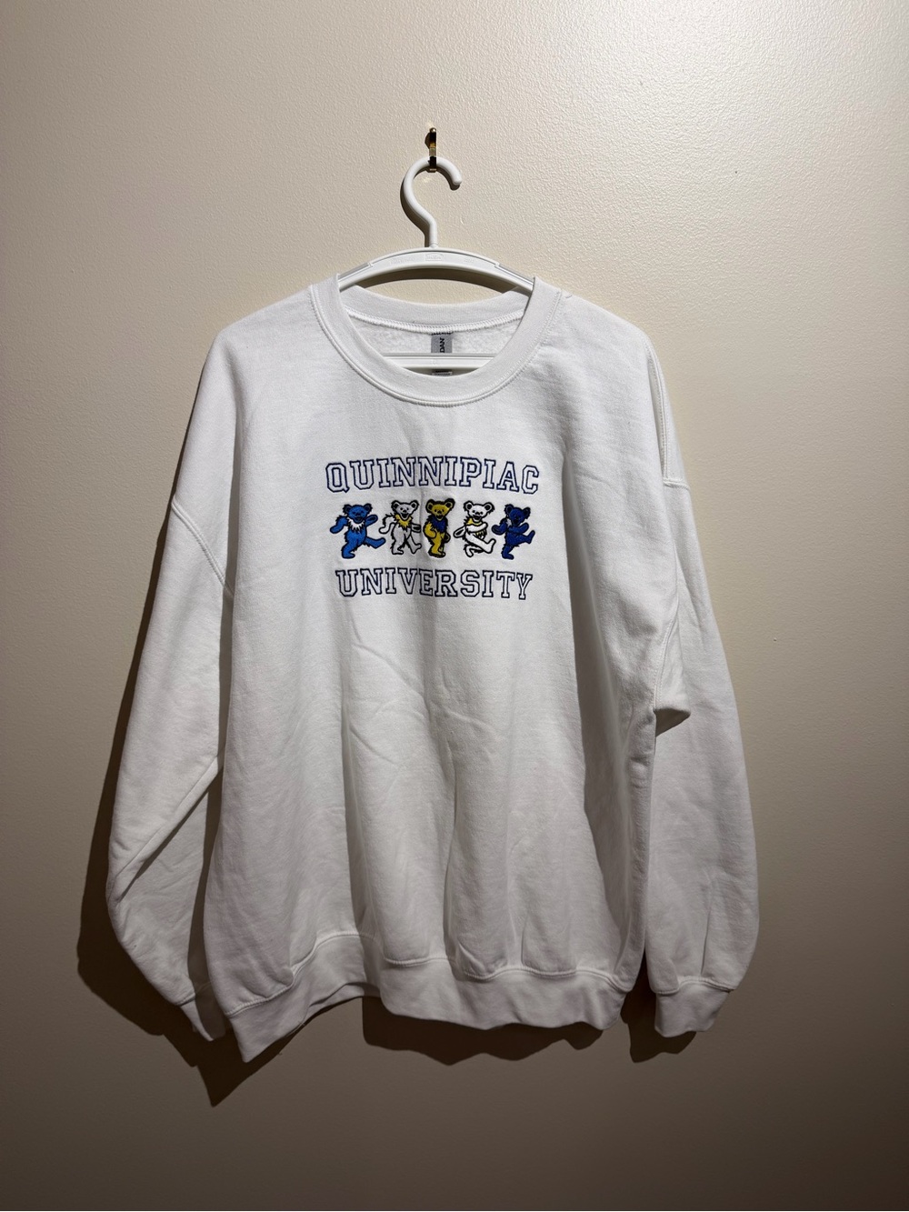 VINTAGE Stitched Quinnipiax University Greatful Dead‎ Crewneck White XL